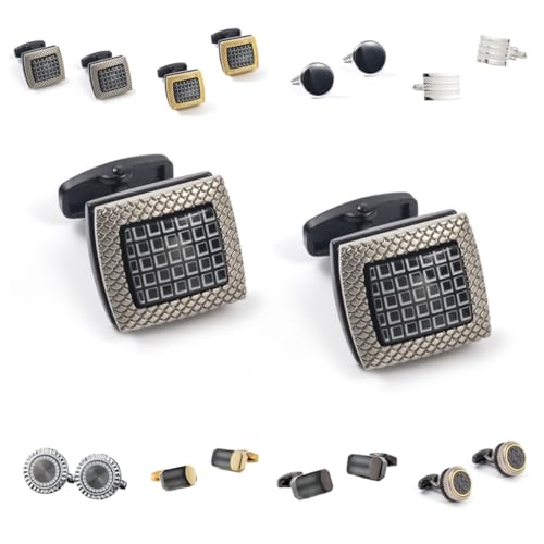 Manschettenknöpfe Herren 1 Paar Quadratische Manschettenknöpfe Mit Quadratischem Vertikalem Muster Und Schwarzem Muster Für Männer von Generisch