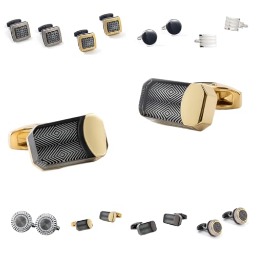 Manschettenknöpfe Herren 1 Paar Quadratische Manschettenknöpfe Mit Quadratischem Vertikalem Muster Und Schwarzem Muster Für Männer von Generisch