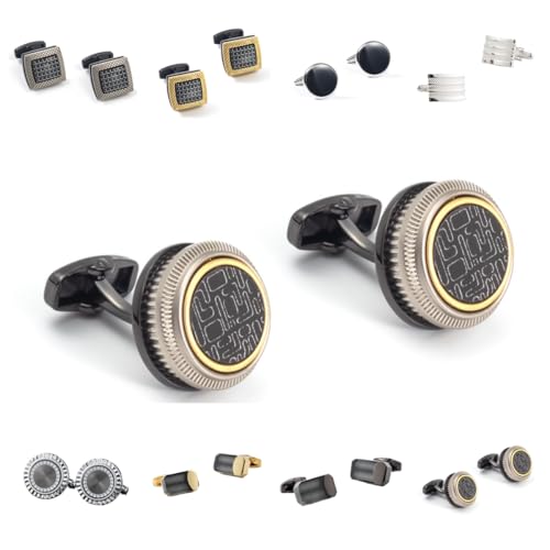 Manschettenknöpfe Herren 1 Paar Quadratische Manschettenknöpfe Mit Quadratischem Vertikalem Muster Und Schwarzem Muster Für Männer von Generisch
