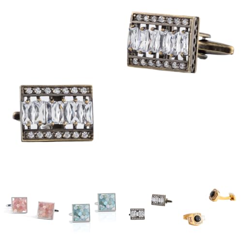 Manschettenknöpfe Herren 1 Paar Rote Blaue Muschelfarbene Muschel Diamant Zirkon Französisches Herrenanzug Hemd Manschettenknöpfe von Generisch