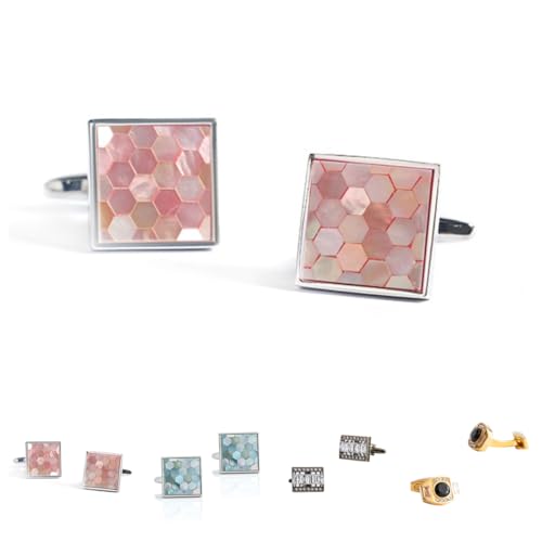 Manschettenknöpfe Herren 1 Paar Rote Blaue Muschelfarbene Muschel Diamant Zirkon Französisches Herrenanzug Hemd Manschettenknöpfe von Generisch