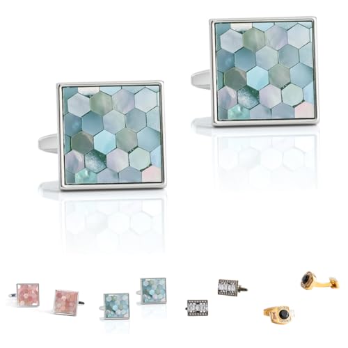 Manschettenknöpfe Herren 1 Paar Rote Blaue Muschelfarbene Muschel Diamant Zirkon Französisches Herrenanzug Hemd Manschettenknöpfe von Generisch