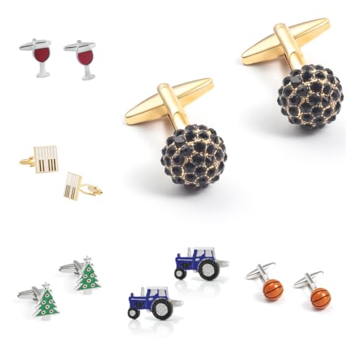 Manschettenknöpfe Herren 1 Paar Rotweingläser Klaviertasten Basketball Blau Traktor Form Französischer Herrenanzug Hemd Manschettenknöpfe von Generisch