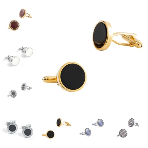 Manschettenknöpfe Herren 1 Paar Runde Farbige Muschel Mit Glänzendem Muster Französisches Herrenanzughemd Manschettenknöpfe von Generisch
