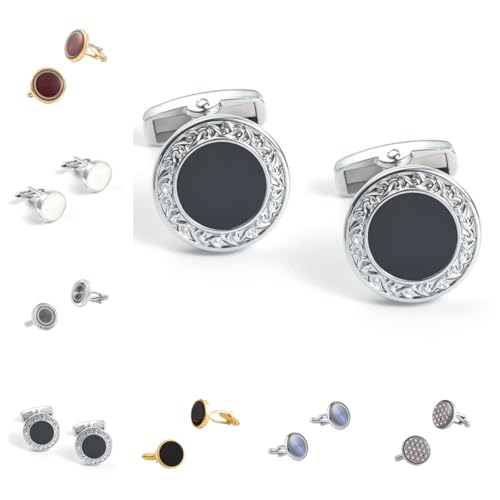 Manschettenknöpfe Herren 1 Paar Runde Farbige Muschel Mit Glänzendem Muster Französisches Herrenanzughemd Manschettenknöpfe von Generisch