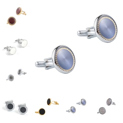 Manschettenknöpfe Herren 1 Paar Runde Farbige Muschel Mit Glänzendem Muster Französisches Herrenanzughemd Manschettenknöpfe von Generisch