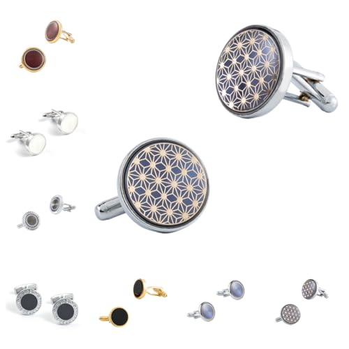 Manschettenknöpfe Herren 1 Paar Runde Farbige Muschel Mit Glänzendem Muster Französisches Herrenanzughemd Manschettenknöpfe von Generisch