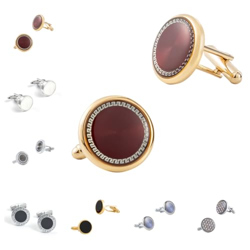 Manschettenknöpfe Herren 1 Paar Runde Farbige Muschel Mit Glänzendem Muster Französisches Herrenanzughemd Manschettenknöpfe von Generisch
