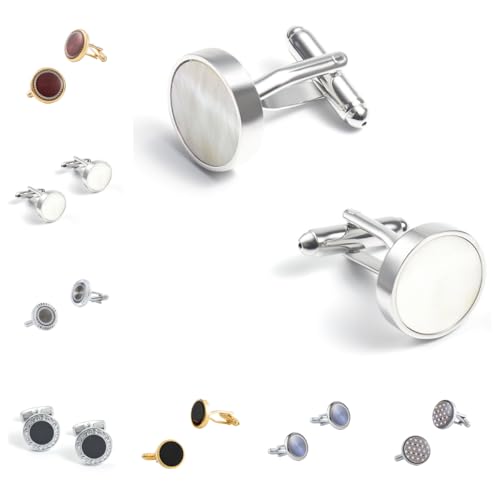 Manschettenknöpfe Herren 1 Paar Runde Farbige Muschel Mit Glänzendem Muster Französisches Herrenanzughemd Manschettenknöpfe von Generisch