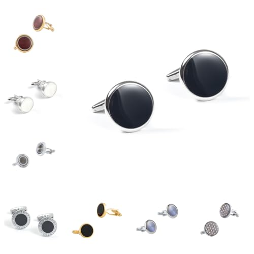 Manschettenknöpfe Herren 1 Paar Runde Farbige Muschel Mit Glänzendem Muster Französisches Herrenanzughemd Manschettenknöpfe von Generisch