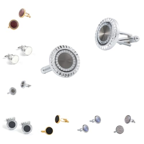 Manschettenknöpfe Herren 1 Paar Runde Farbige Muschel Mit Glänzendem Muster Französisches Herrenanzughemd Manschettenknöpfe von Generisch