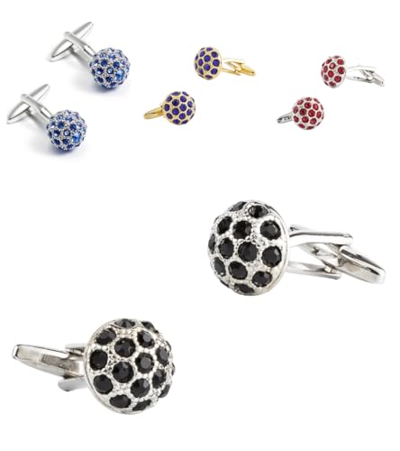 Manschettenknöpfe Herren 1 Paar Runde Hemisphäre Farbige Strasssteine Blau Kugelförmig Französisches Herrenanzughemd Manschettenknöpfe Manschettenknöpfe von Generisch