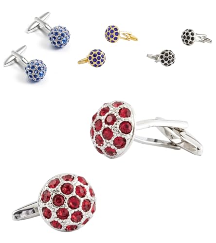 Manschettenknöpfe Herren 1 Paar Runde Hemisphäre Farbige Strasssteine Blau Kugelförmig Französisches Herrenanzughemd Manschettenknöpfe Manschettenknöpfe von Generisch