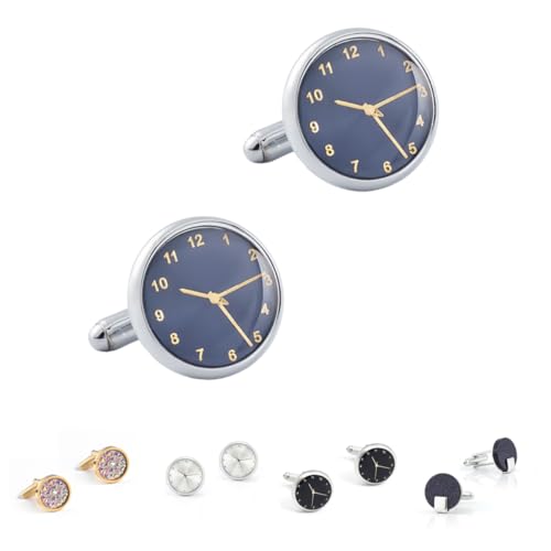 Manschettenknöpfe Herren 1 Paar Runde Uhr Sternenhimmel Muster Französischer Herrenanzug Hemd Manschettenknöpfe von Generisch