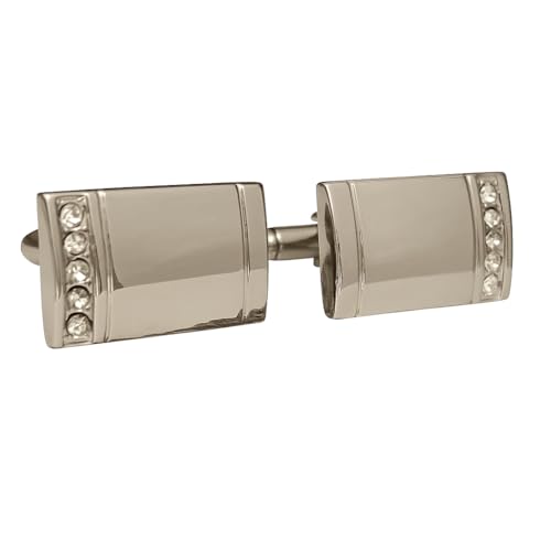 Manschettenknöpfe aus Edelstahl mit Schmucksteinen von Generisch