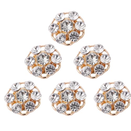 Manschettenknöpfe mit Strasssteinen, überzüge Strasssteinen - Keine Nähen-Strass-Knopfabdeckungen,Strass-Zubehör für Hochzeitsdekoration, Brautstrauß, Einladungen, Haarschmuck, 6er-Set von Generisch