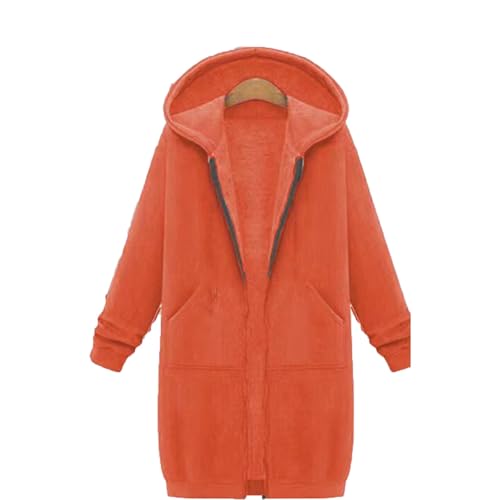 Mantel Damen Winter Lang Fleecejacke Damen Mit Kapuze Wandern Kapuzenpullover Reißverschluss Kapuzenjacke Einfarbig Freizeitjacke Mit Kapuze Sweatpullover Modischer Wanderjacke Basic Winterjacke Warm von Generisch