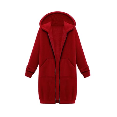 Mantel Damen Winter Lang Fleecejacke Damen Mit Kapuze Wandern Kapuzenpullover Reißverschluss Kapuzenjacke Einfarbig Freizeitjacke Mit Kapuze Sweatpullover Modischer Wanderjacke Basic Winterjacke Warm von Generisch