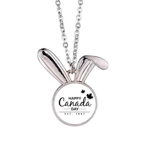 Maple Happy Canada Day 4. Juli Slogan Kaninchen Halskette Anhänger Häschen Tier Schmuck Geschenk von Generisch