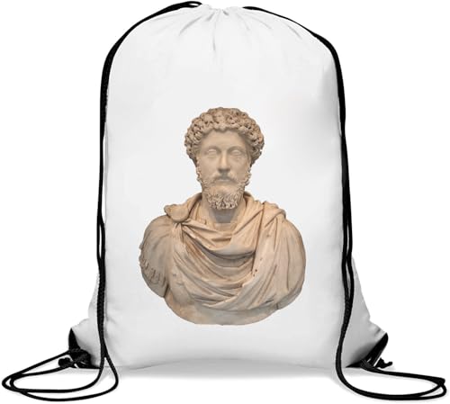 Marcus Aurelius Statue Gym Sack Casual Drawstring Bag White von Generisch