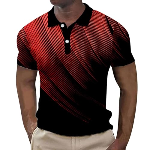 Marken Tshirt Herren, Poloshirt Herren Kurzarm mit Brusttasche Golf T-Shirts Herrenhemd Mode Sport Hemd Polohemd Funktions Tennis Slim Fit Oberteile T Shirt, Roter, M von Generisch