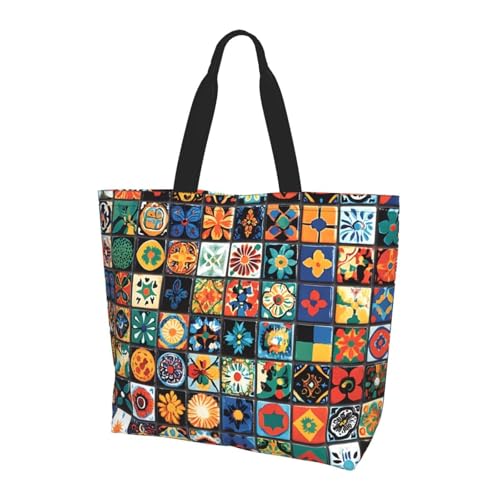 Marokkanische Tragetasche Damen Schulterhandtaschen Mandala Blume Einkaufstaschen Wasserabweisend Große Handtasche mit Innentasche für Arbeit Reise Schule von Generisch