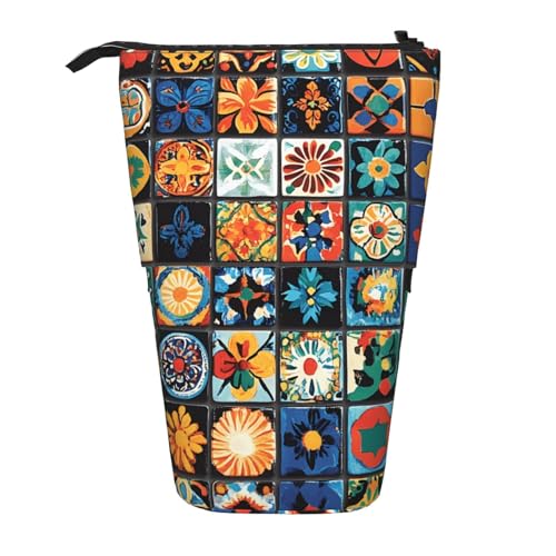 Marokkanisches Stehendes Federmäppchen, Mandala-Blume, Stifteetui, Teleskop-Bleistifttasche, Pop-Up-Kosmetiktasche, Schreibwaren-Organizer für Schule, Büro, Reisen von Generisch