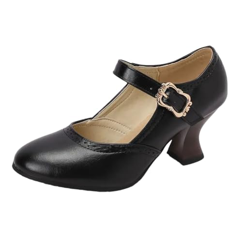 Mary Janes Damen-Pumps mit rundem Zehenbereich, seltsame Absätze, Schnallenriemen, große Größe, süße Dating-Schuhe, Schwarz , 48 EU Mary Janes Damen-Pumps mit rundem Zehenbereich, seltsame Absätze, Schnallenriemen, große Größe, süße Dating-Schuhe, Schwarz , 48 EU von Generisch