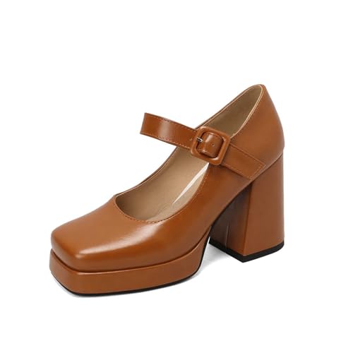 Mary Janes Schuhe Damen Schnalle Geschlossene Tanzschuhe High Heels Plateau Retro Pumps Sandalen Für Hochzeit Party Pump Tanzschuhe Abend Hochzeit Stöckelschuhe Trachtenschuhe von Generisch