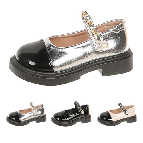 Mary Janous-Schuhe für Mädchen, Schule, Paten, Kleid Schuhe mit Gummisohle für Part-, Hochzeits- und Sommerveranstaltungen, silber, 27 EU Mary Janous-Schuhe für Mädchen, Schule, Paten, Kleid Schuhe mit Gummisohle für Part-, Hochzeits- und Sommerveranstaltungen, silber, 27 EU von Generisch