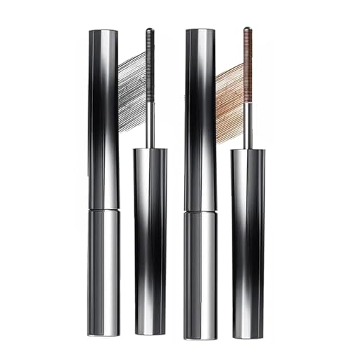 Mascara mit Metallstab, Mascara mit Eisenstab, 2025 neue bürstenlose Mascaras mit Metallstäben, 3D-Curling-Mascaras mit Wimperneisen, langanhaltend und verwischbar (Schwarz+Braun) von Generisch