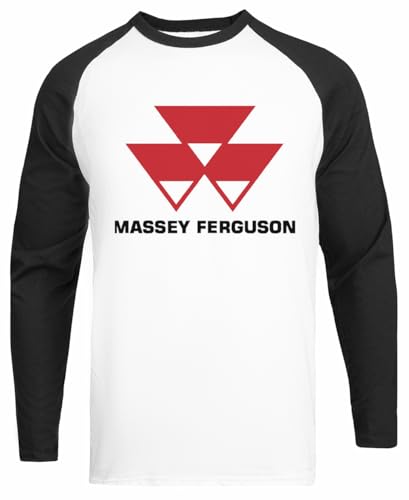 Massey Ferguson Weißes Unisex-Baseball-T-Shirt Schwarzes Ärmel-T-Shirt von Generisch
