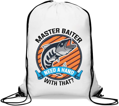 Master Baiter Need A Hand With That Funny Fishing Gym Sack Casual Drawstring Bag White von Generisch