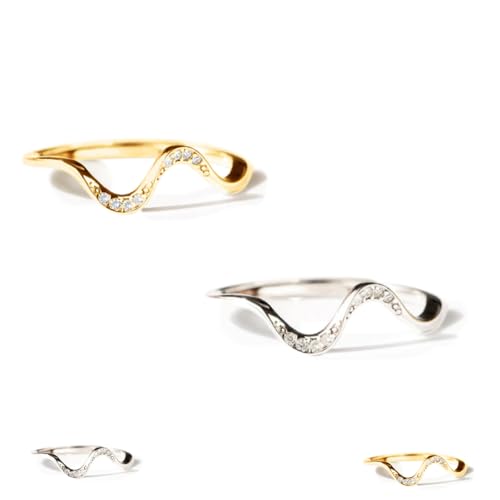 Matching Minimalist Wave Ring, Stackable Personality Simplicity Wave Ring, Jewelry Birthday Gifts for Best Friend (2pcs-a,6) von Generisch