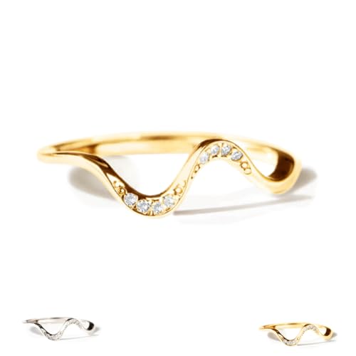 Matching Minimalist Wave Ring, Stackable Personality Simplicity Wave Ring, Jewelry Birthday Gifts for Best Friend (Gold,5) von Generisch