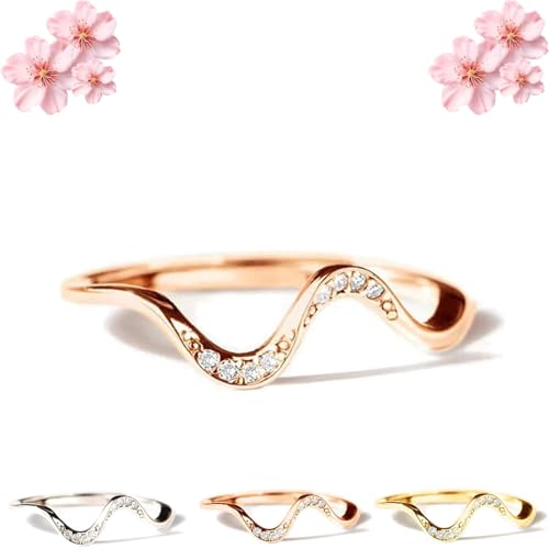 Matching Minimalist Wave Ring Stackable Knuckle Rings for Best Friend S925 Sterling Silver Wave Friendship Rings (1PCS/B,10) von Generisch