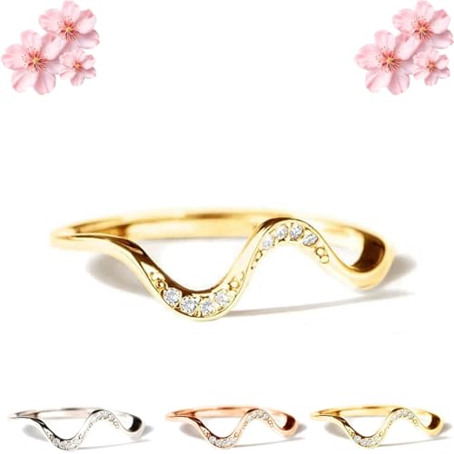 Matching Minimalist Wave Ring Stackable Knuckle Rings for Best Friend S925 Sterling Silver Wave Friendship Rings (1PCS/C,9) von Generisch