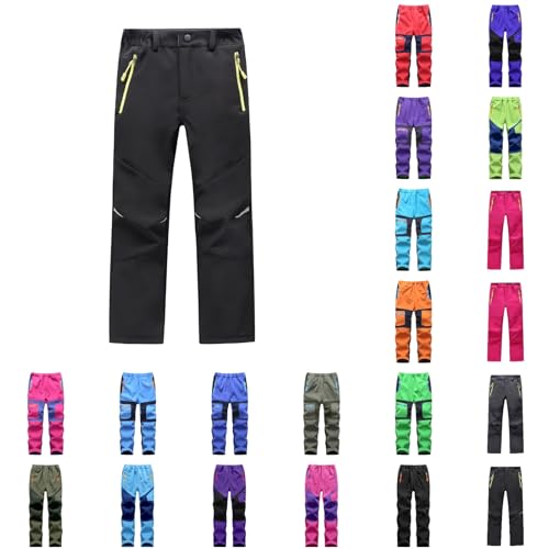Matschhose Kinder, Softshellhose Kinder Gefüttert Warm Wasserdicht Schneehose Wanderhose Verschleißfest Sport Winter Outdoorhose Trekkinghose mit Tasche Winddicht Thermohose Skihose von Generisch