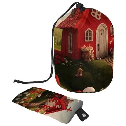 Maximieren Sie Ihren Stauraum mit unserer großen Make-up-Tasche für Damen, rotes Oster-Kreuz-Haus, mehrfarbig, 9.9x6.9in/25.2x17.6cm;6x3.5in/15.2x8.8cm von Generisch