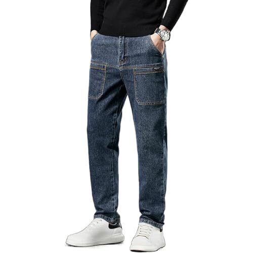 Mecutie Jeans für Herren, hohe Dehnbarkeit, mehrere Taschen, strapazierfähige Cargohose, Motorradjeans für Herren, Freizeithose, dunkelblau, 40 Mecutie Jeans für Herren, hohe Dehnbarkeit, mehrere Taschen, strapazierfähige Cargohose, Motorradjeans für Herren, Freizeithose, dunkelblau, 40 von Generisch