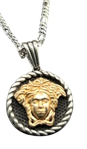 Medusa & 55 cm 3 mm Figaro Kette 925 Sterling Silber Medusa Kopf Anhänger mit Halskette Geschenkidee Geschenke von Generisch