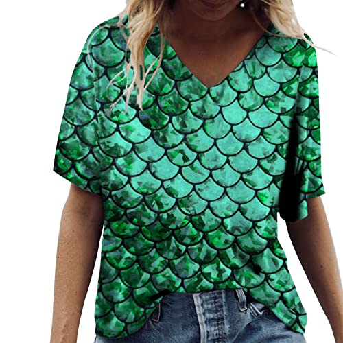 Meerjungfrau Kostüm Damen T-Shirt Mit Aufdruck Fischschuppen Rundhals Metallic Oberteil Sommershirt Kurzarmshirt Blusenshirt Top Hemd Karnevalskostüme Abba Kostüm Hippie Festivals Disco Outfit Meerjungfrau Kostüm Damen T-Shirt Mit Aufdruck Fischschuppen Rundhals Metallic Oberteil Sommershirt Kurzarmshirt Blusenshirt Top Hemd Karnevalskostüme Abba Kostüm Hippie Festivals Disco Outfit von Generisch