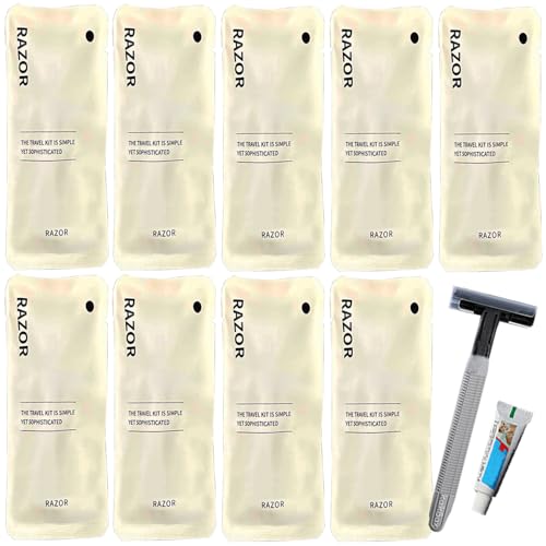 Mehrzweck-Hotel-Einweg-Rasierer-Set mit Rasiercreme, einzeln verpackt, hypoallergen, manuelles Rasierset für Gäste, Reiserasierer für Hotel, Reisen, den täglichen Gebrauch, 10 Stück von Generisch