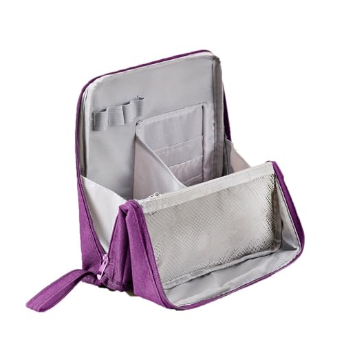 Mehrzweck-Make-up-Tasche mit großem Fassungsvermögen, Oxford-Stoff, wasserdicht, Make-up-Organizer mit Fächern, tragbarer Kulturbeutel für Make-up-Pinsel, violett, Stehende Make-up-Tasche aus von Generisch