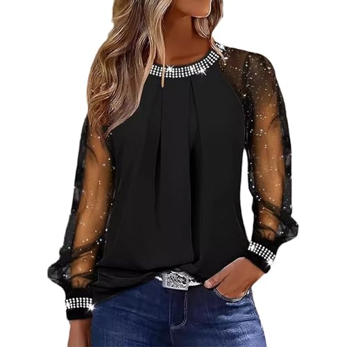 Mein Bestellungen Festliche Oberteile Damen Glitzer Pullover Elegant Silvester Outfit Damenpullover Langarm Elegant Pailletten Shirt Damen Oberteile Langarm von Generisch