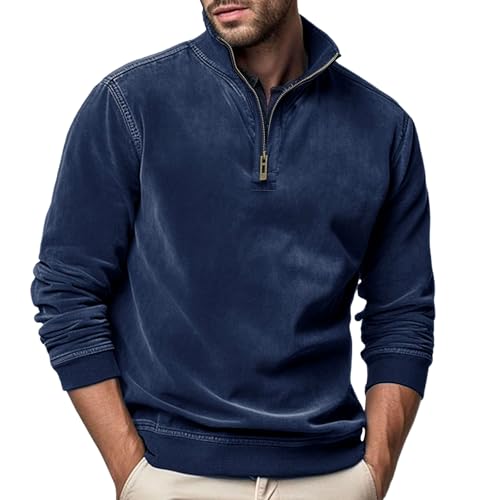 Meine Bestellungen Anzeigen Hemd Herren 1/4 Zip Langarm Pullover Wildleder Sweatshirt Einfarbig Langarmshirt Stehkragen Freizeithemd Regular Fit Stehkragenhemd Autumn Herrenhemd Modisch von Generisch