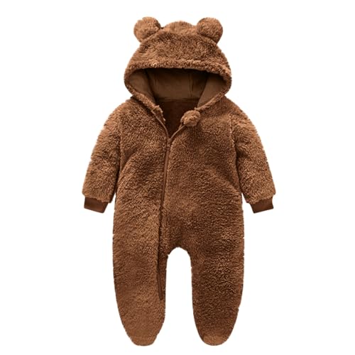 Generisch Jumpsuit Baby Overall Strampler Neugeborene Overall Baby Schneeanzug Onesie Strampler Body Langarm Babykleidung Stitch Kostüm Winterkleidung Braun, 12 Monate von Generisch