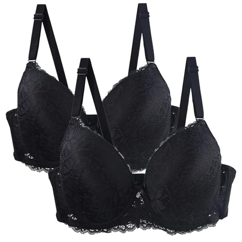 Meine Bestellungen Anzeigen Konto Sommer Sale 2er Pack Push Up BH Damen Mit Bügel Blumen Spitze Schalen BH Vollschalen Bequem Große Brüste Minimizer Bralette Klassische BHS Must Haves Aesthetic von Generisch
