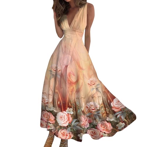 Meine Bestellungen Monatsabrechnung Anzeigen Sommerkleid Damen Lang Boho Kleid Strandkleid V-Ausschnitt Abendkleider Elegant Für Hochzeit Sommerkleider Leicht Und Luftig Maxikleider Urlaub Must Haves von Generisch