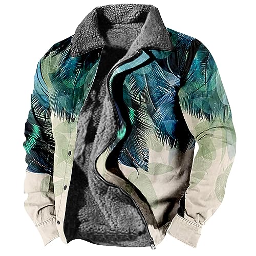 Men Winter Jacket, Herren Jacke Halloween Casual Print Langarm Knopf Dicken Mantel Jacket For Regenjacke Männer Motoradjacke Leder Wintermantel Mit Kapuze College Babyblau Sommer (L, Royal Blue) von Generisch